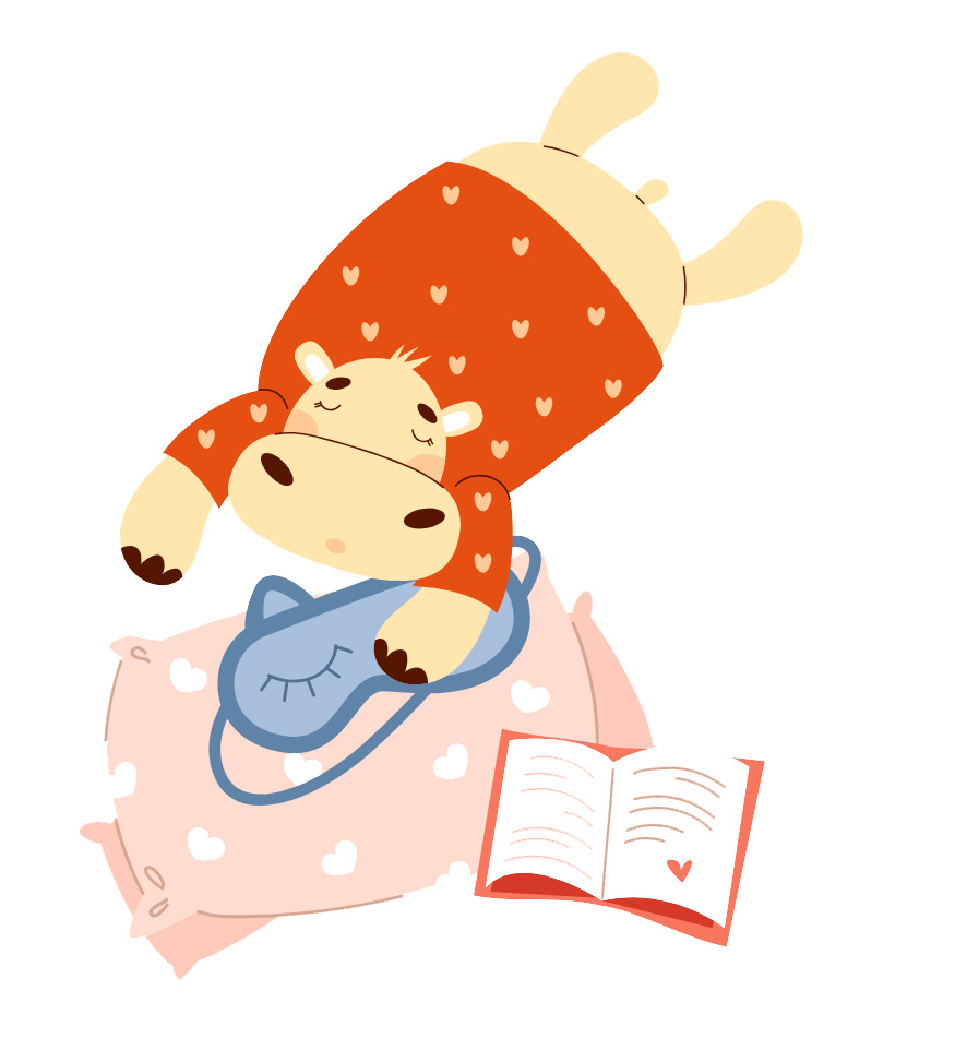 Doudou couché sur un oreillé lisant un livre
