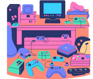 Console et manettes de jeux vidéo