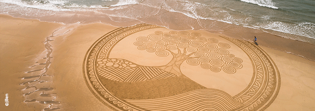 dessin sur la plage